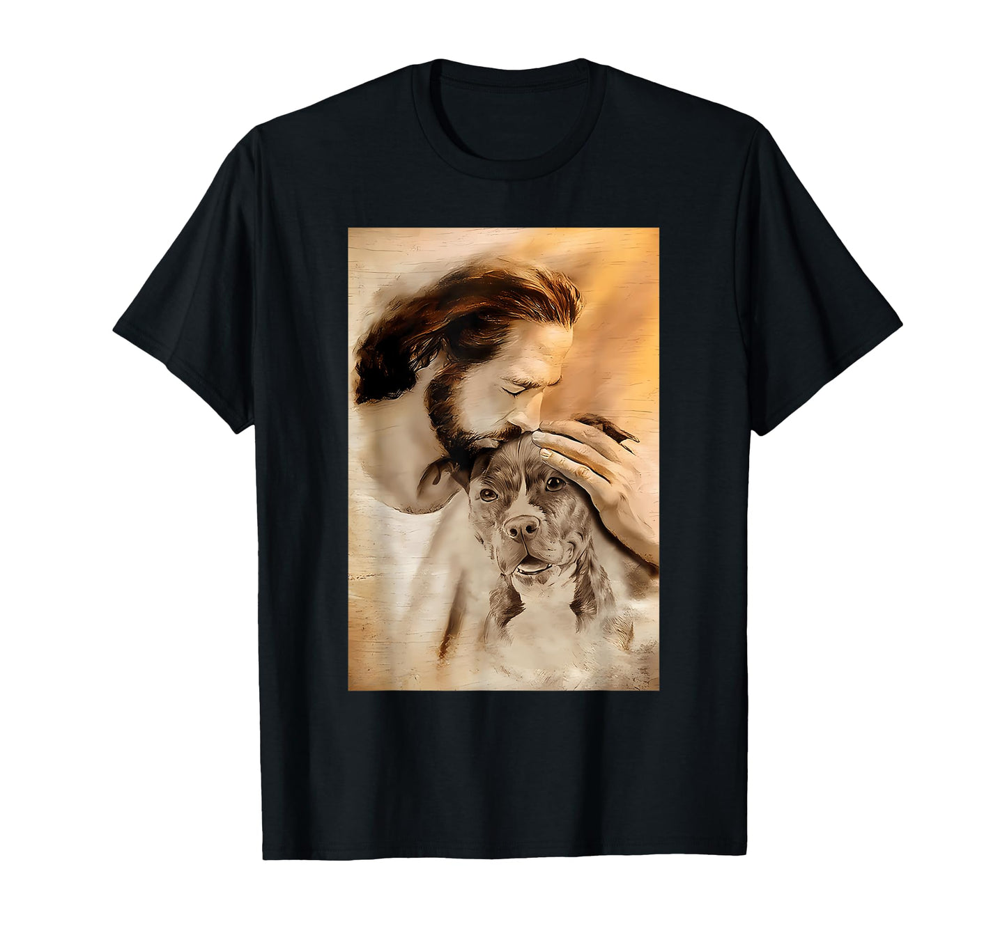 Funny Jesus With Lovely Pitbull For Pitbull Lover T-Shirt