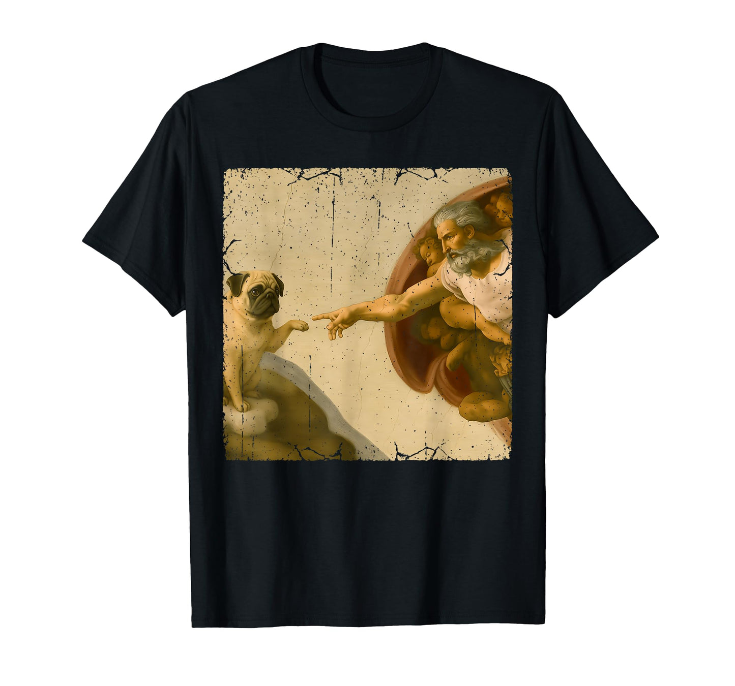 Pug Dog God Creation of Adam Meme Funny Memes T-Shirt