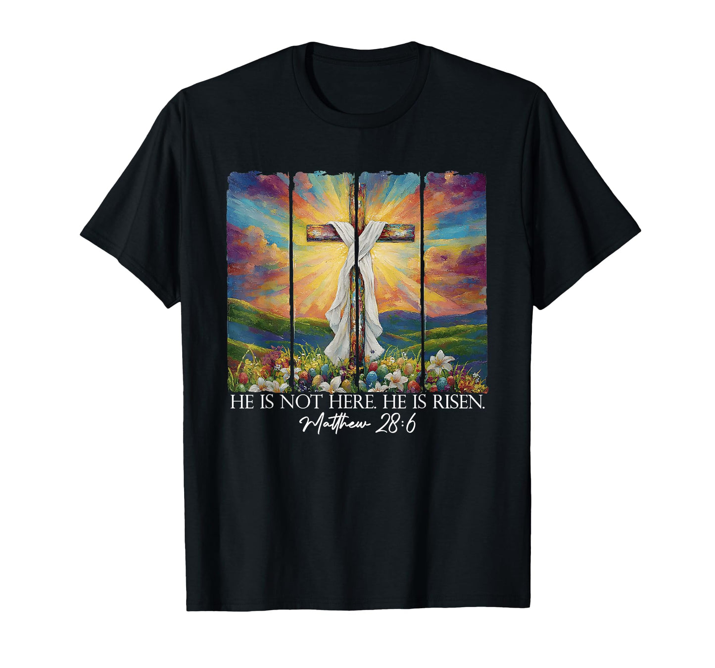 He Is Risen Christian Wildflower Happy Easter Women Girls T-Shirt