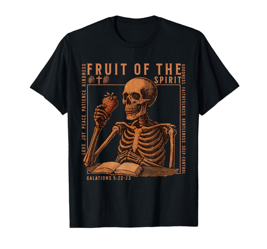 Fruit of The Spirit Christian Bible Verse Skeleton Halloween T-Shirt