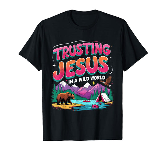 Trusting Jesus in a Wild World VBS 2025 Camping Theme T-Shirt