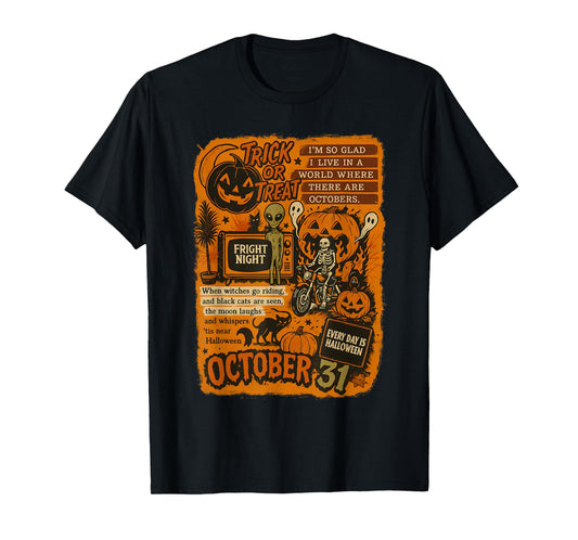 Vintage Halloween Art Quote Collage October 31 T-Shirt