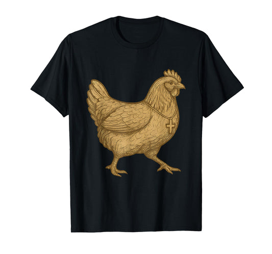 Vintage Christian Chicken Wearing Cross Farmer Faith Based T-Shirt