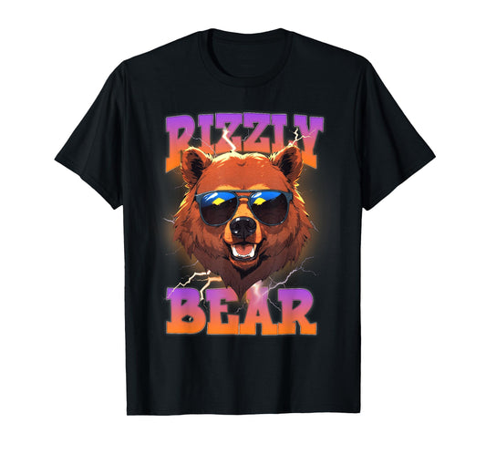 Rizzly Bear Cool Bear Wearing Sunglasses Funny Rizz for Boys T-Shirt