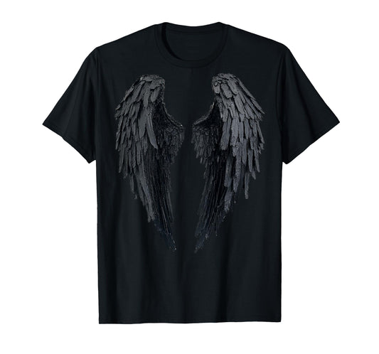 Black Angel Wings On Back T-Shirt