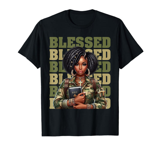 Blessed Black Woman Afro African American Christian Saying T-Shirt