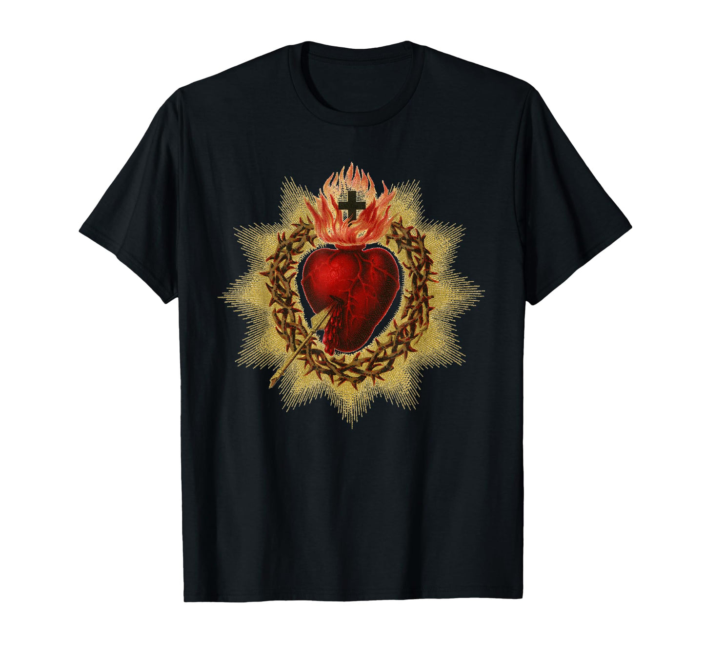 Sacred Heart in Crown of Thorns Catholic T-Shirt