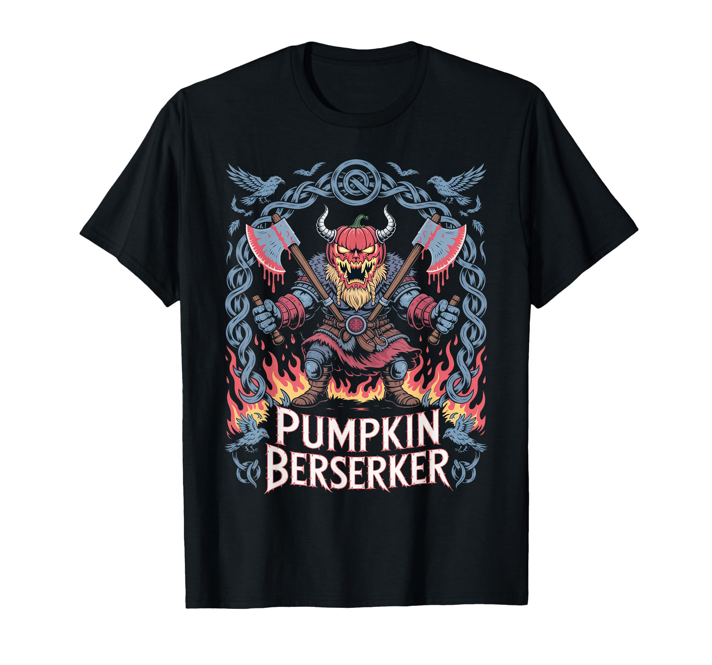 Norse Halloween Pumpkin Berserker Viking T-Shirt