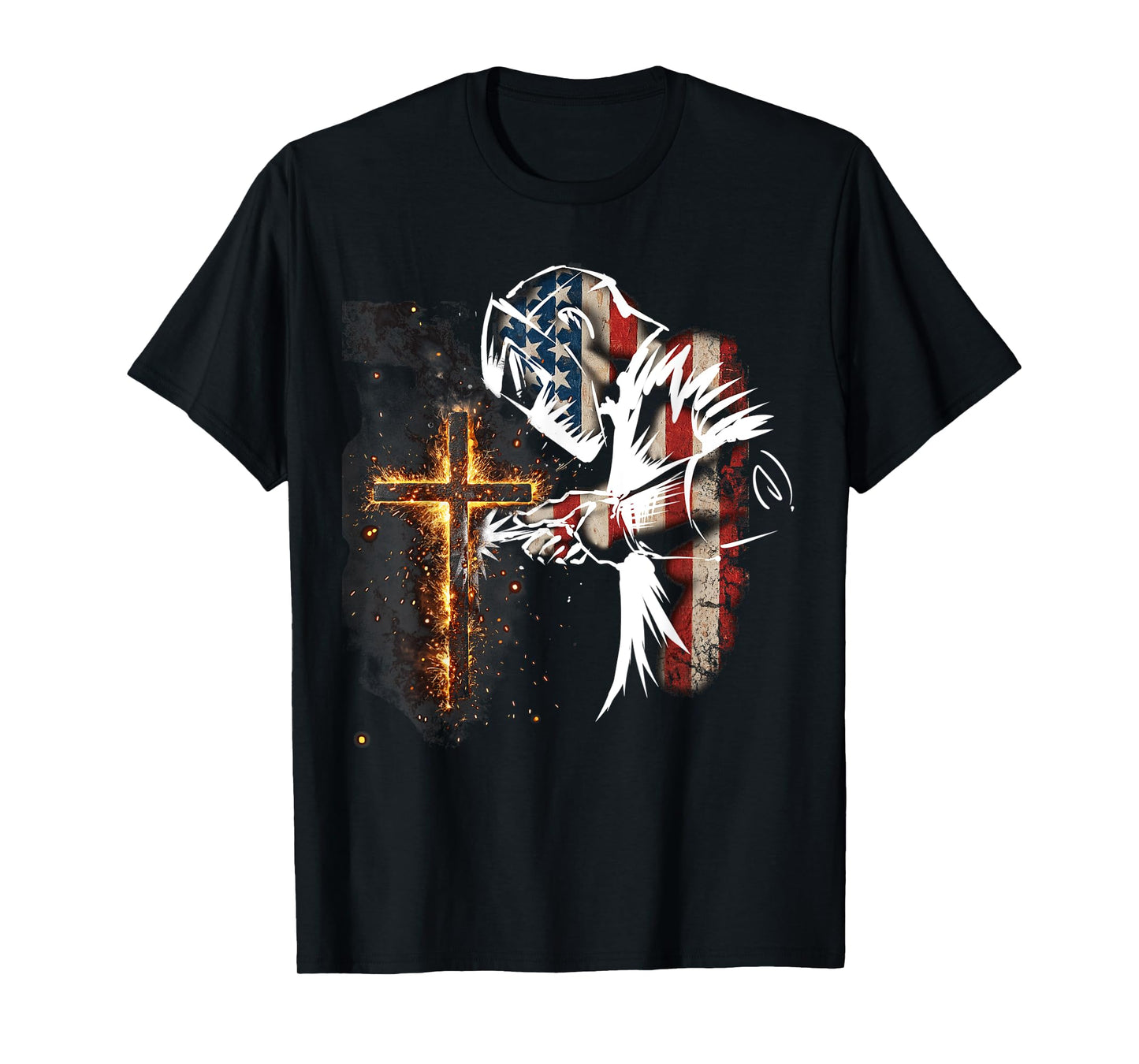 Welder American Flag Mig Tig Welding Faith Cross Christian T-Shirt