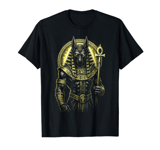 Egyptian Anubis Ancient Mythology God Hieroglyphs T-Shirt