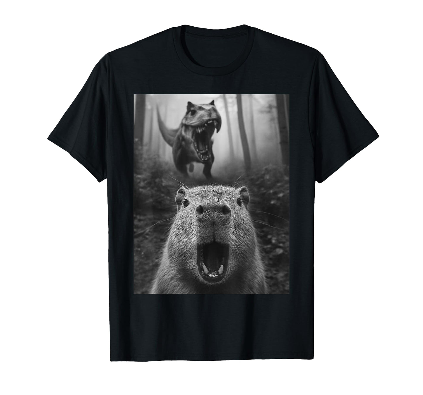 Capybara Capy TRex Dino Capybara Selfie With T-Rex Dinosaur T-Shirt