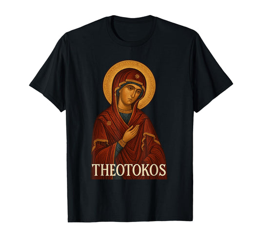 Greek Christian Orthodox Theotokos Virgin Mary T-Shirt