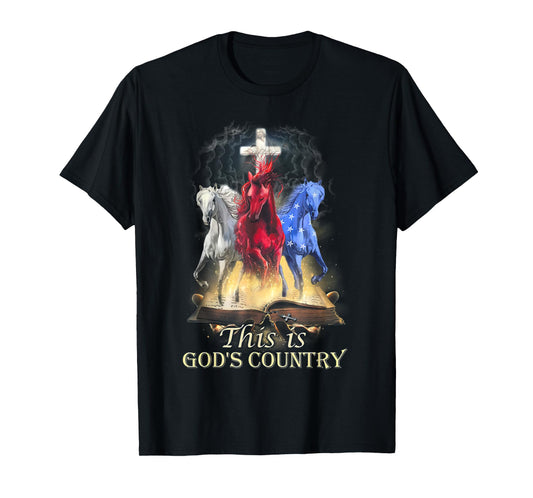 Cool Horses Running In Halo Of Bible This Is God‘s Country T-Shirt