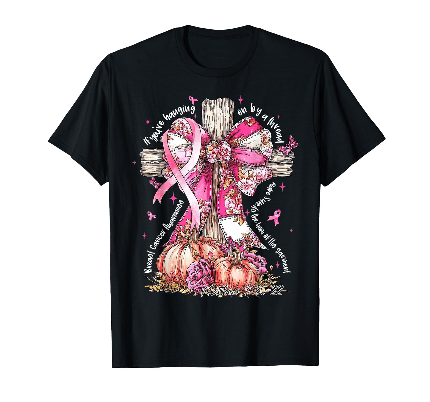 Jesus Pink Bow Cross Breast Cancer Faith Hope Strength T-Shirt