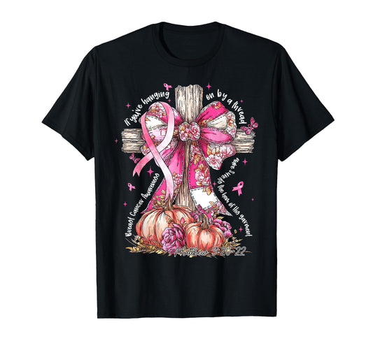 Jesus Pink Bow Cross Breast Cancer Faith Hope Strength T-Shirt