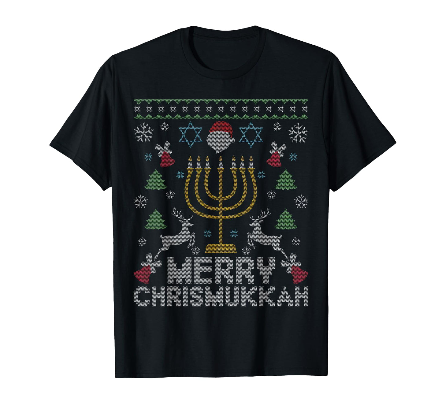 Merry Chrismukka Menorah Happy Hanukkah Ugly Christmas T-Shirt