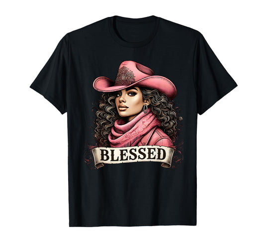 Blessed Black Cowgirl Christian Black Cowgirl Western Texas T-Shirt