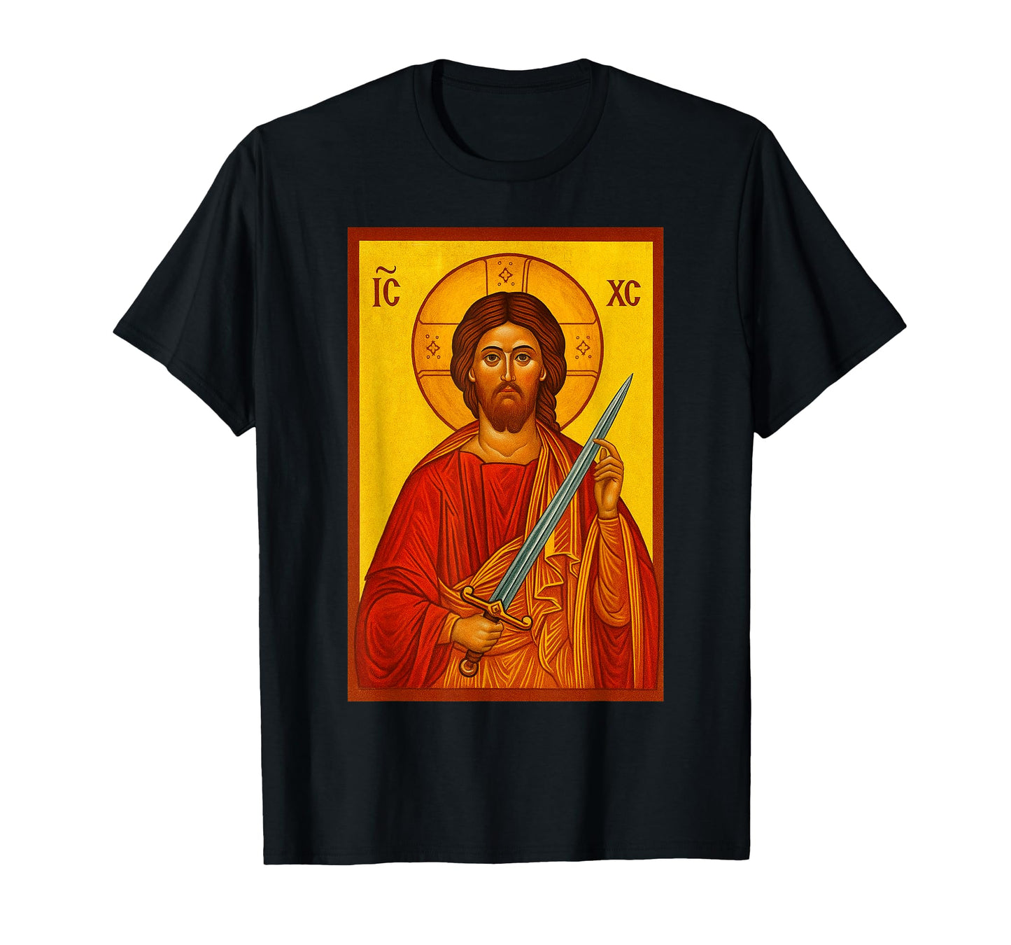 Jesus With A Sword - Christian Orthodox Icon T-Shirt