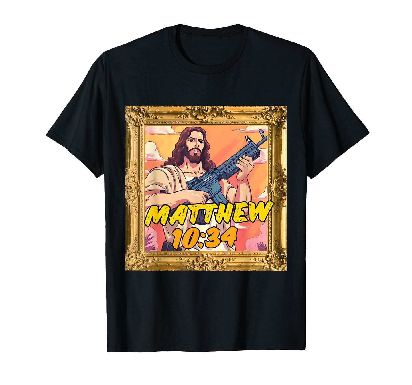 Matthew 10:34 Jesus with Rifle Christian Warrior Tee T-Shirt