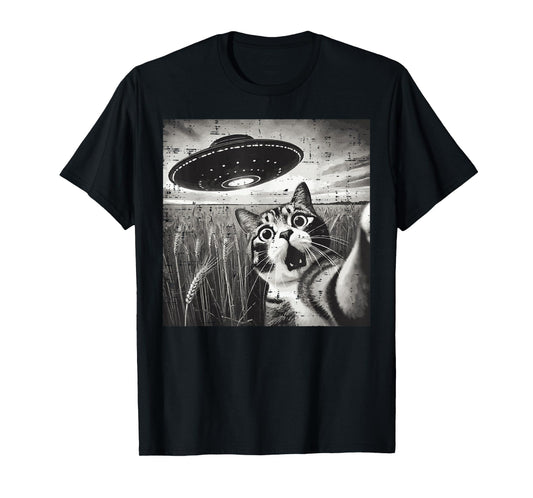 Cat Ufo Alien Selfie Funny Saying Meme Women Girls Kids Men T-Shirt