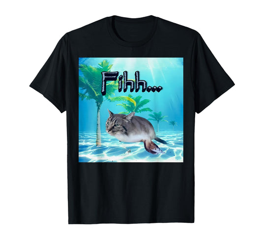 funny brainrot gen z humor cat meme fihh cat fish gen alpha T-Shirt