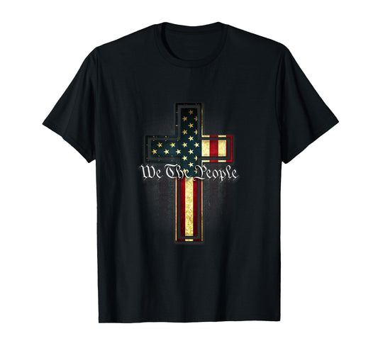 We The People Patriotic American Constitution Cross T-Shirt
