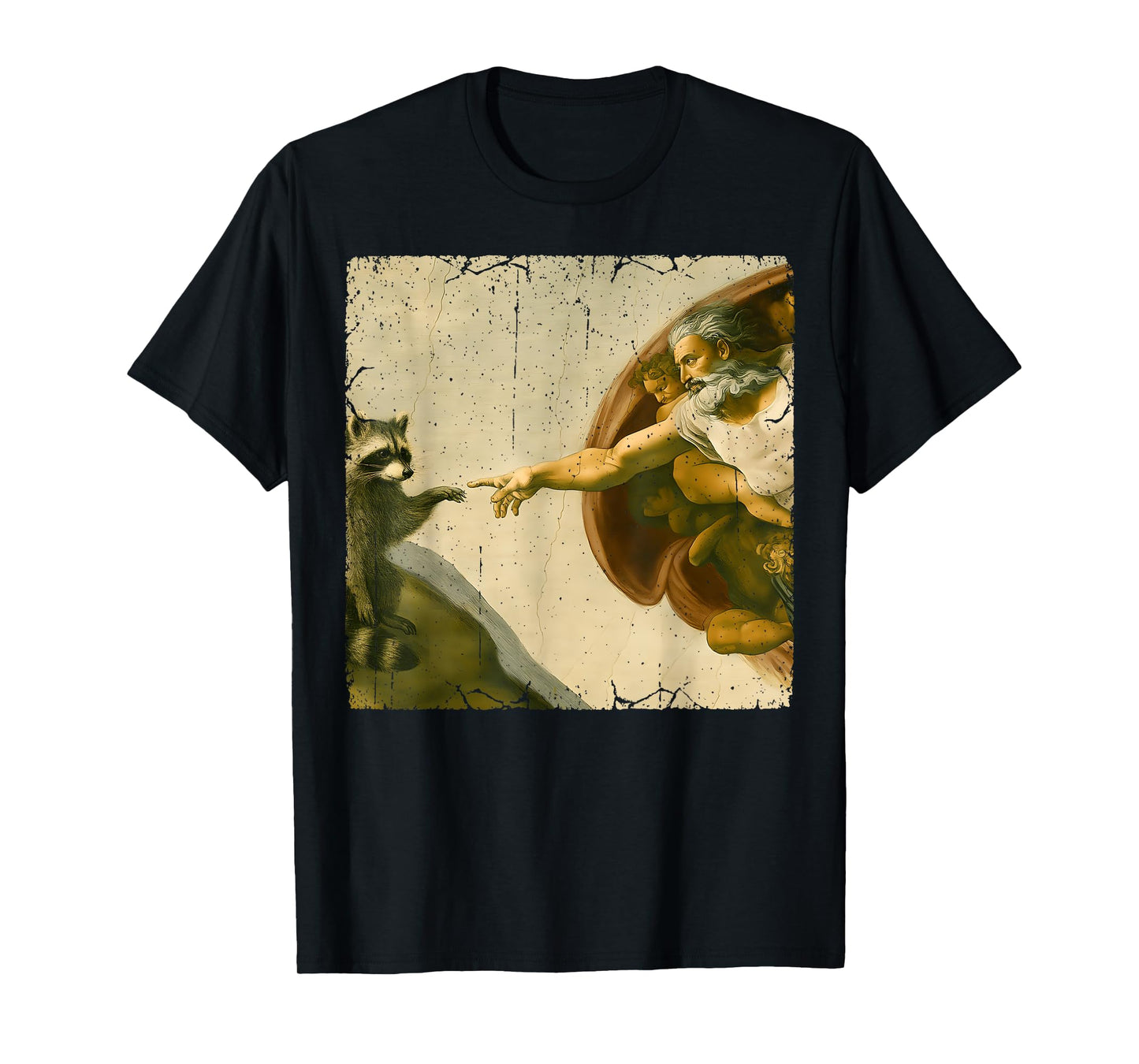 Raccoon God Creation of Adam Meme Funny Memes T-Shirt