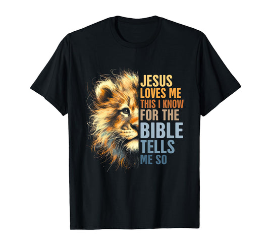 Kids Lion Christian Religious Baby Jesus Loves Me This I Know T-Shirt
