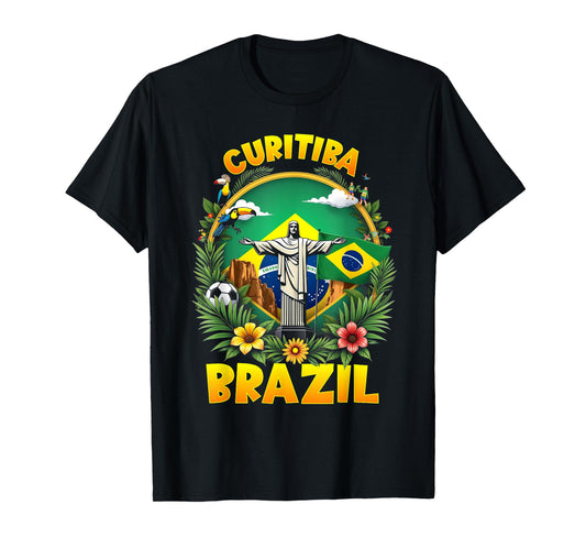 Curitiba Brazil Christ The Redeemer Brazilian Flag T-Shirt