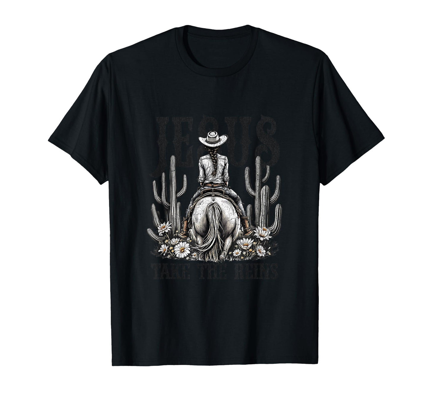 Jesus Take The Reins Western Cowgirl T-Shirt