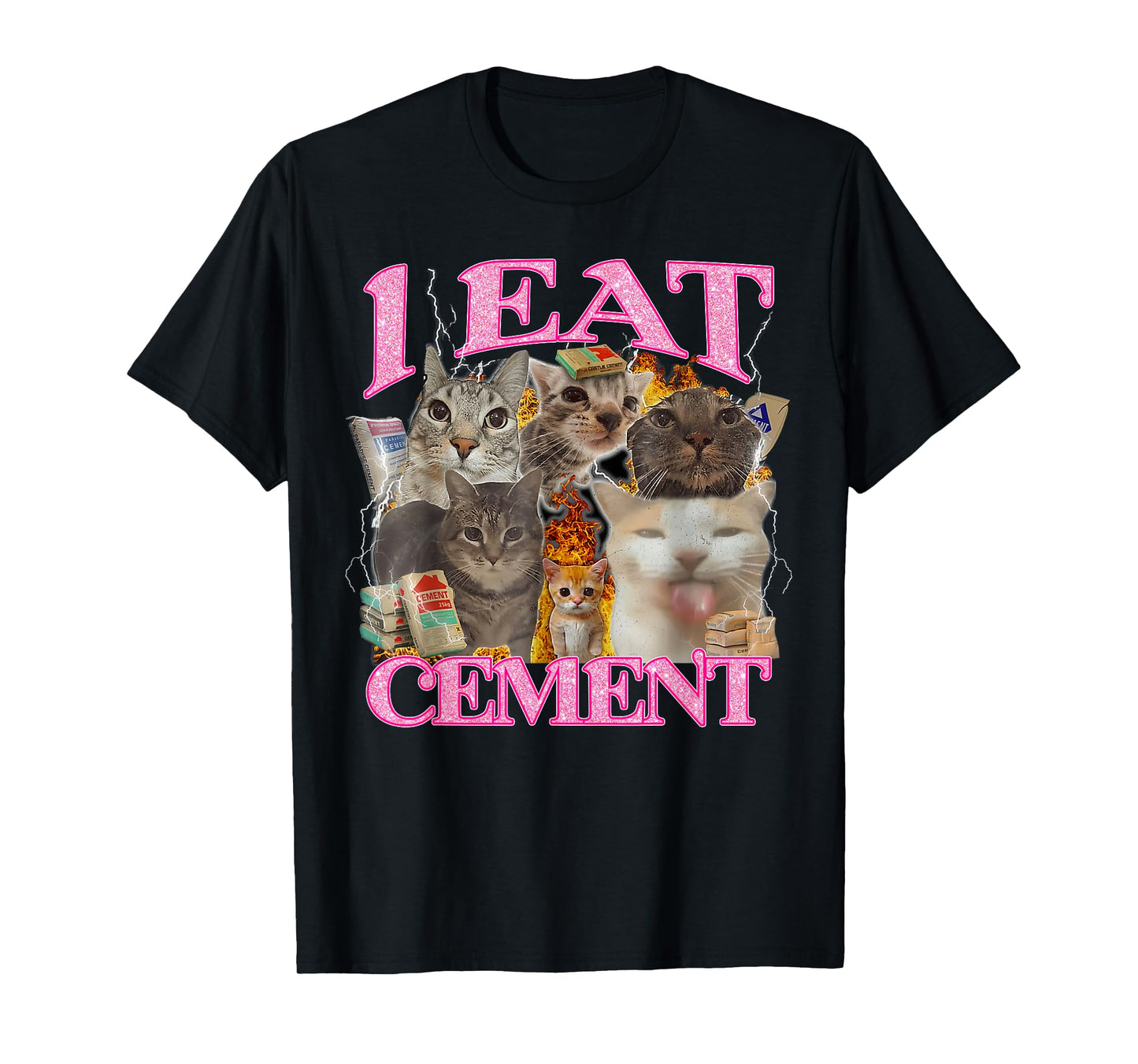 Funny Cat Meme I Eat Cement Japanese Quote Animal T-Shirt