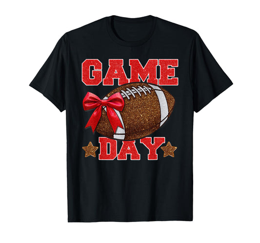 Game Day Football Season Football Mama Girl Red Gold Vibes T-Shirt
