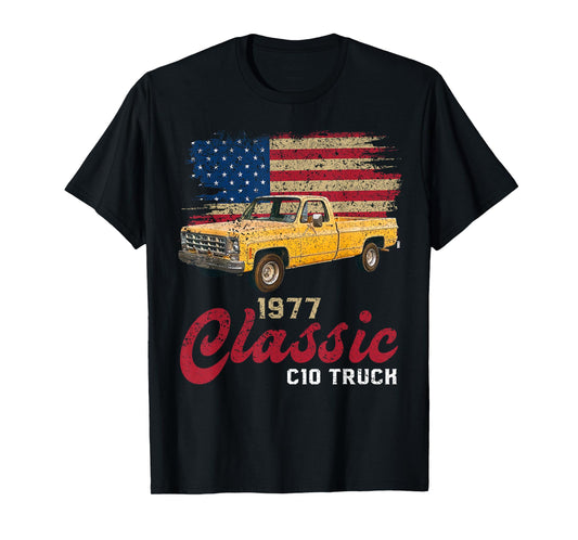 1977 77 c10 truck American Flag T-Shirt