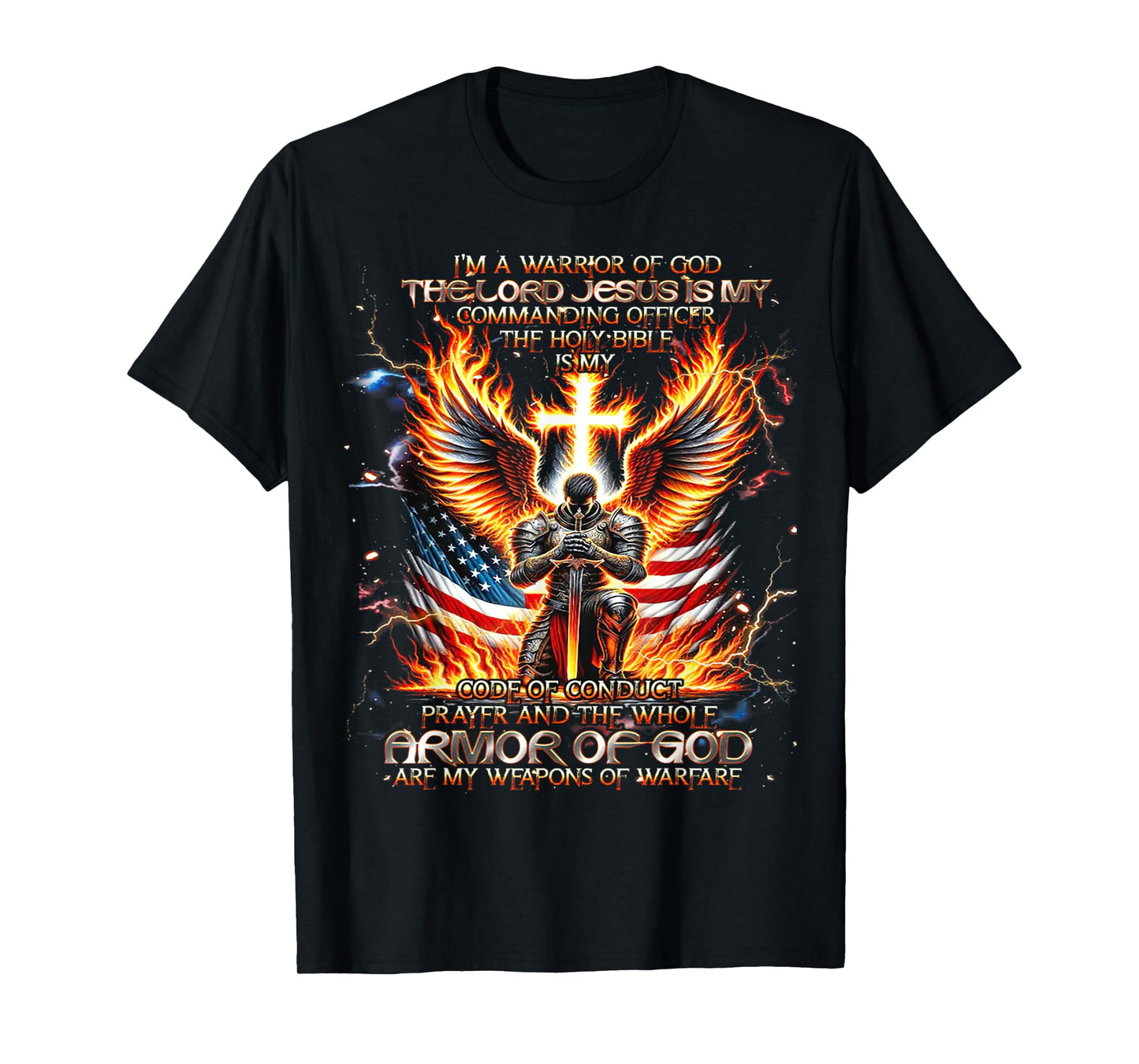I'm A Warrior Of God The Lord Jesus Is My Commanding- Knight T-Shirt