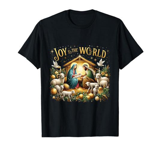 Christmas Nativity Christian Birth Of Jesus Joy To The World T-Shirt