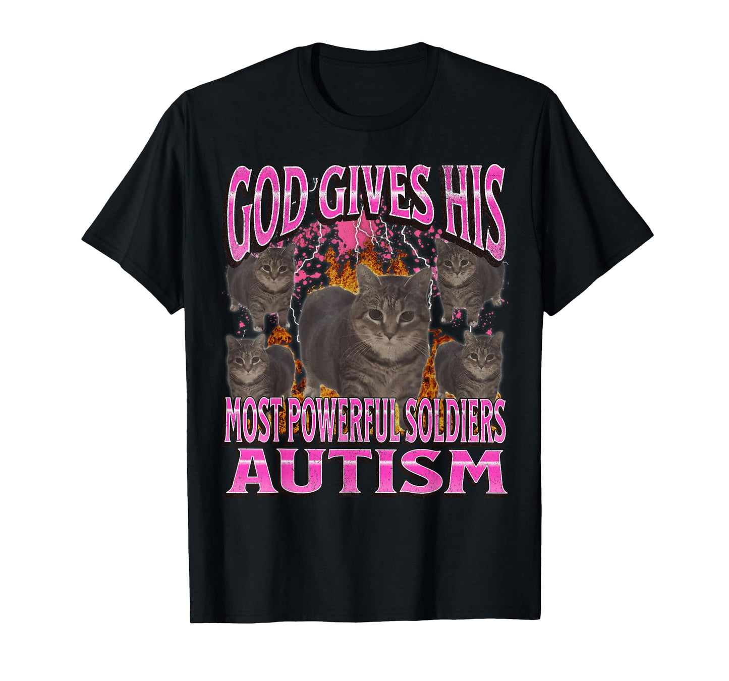 God Gives His Most Powerful Autism Funny Cat Meme Bootleg T-Shirt