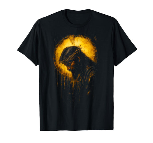 Jesus Golden Halo Christian Faith Religious Graphic T-Shirt
