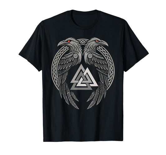 Huginn & Muninn - Viking Raven - Viking Valknut T-Shirt