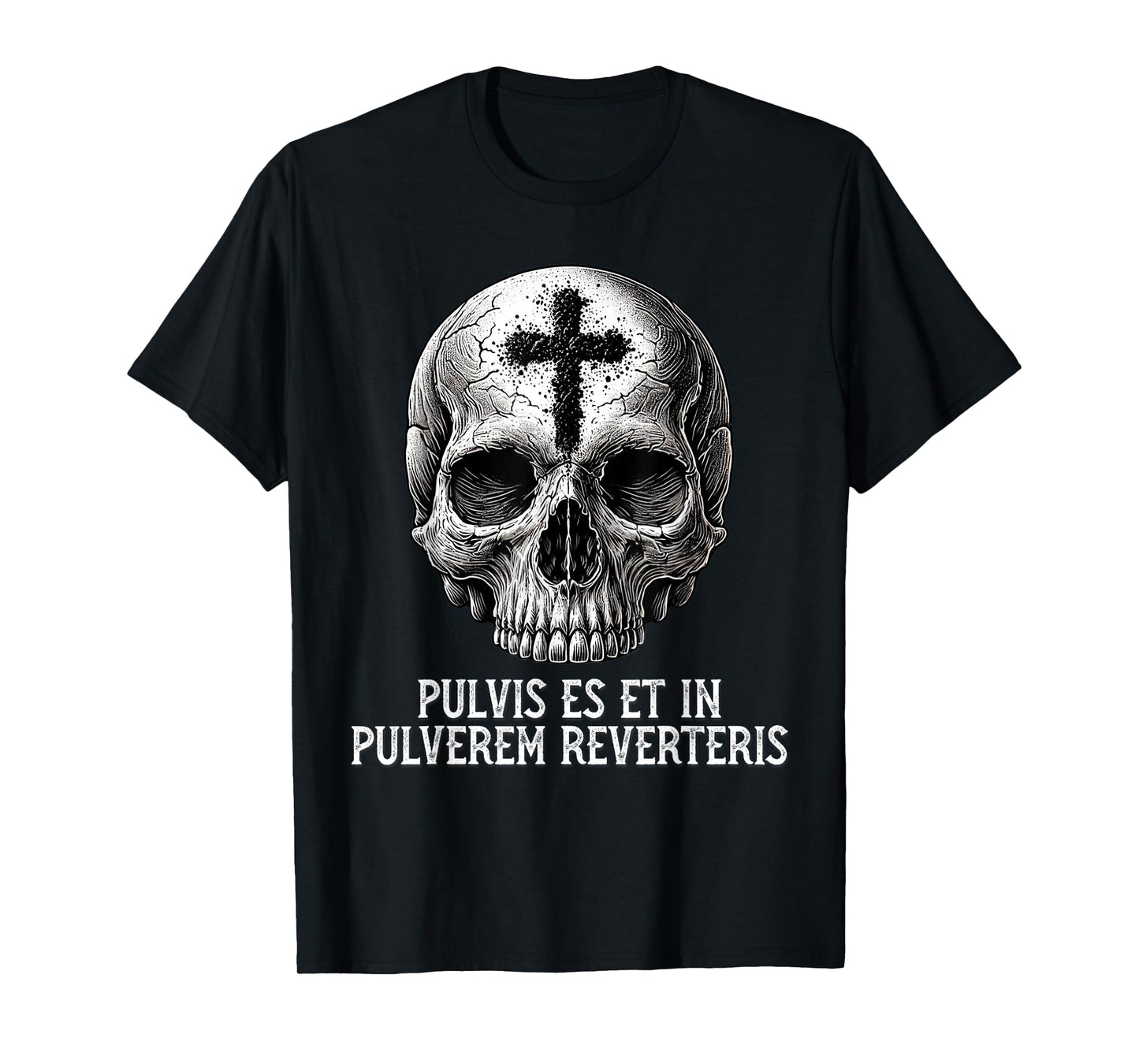Memento Mori Catholic Crucifix Traditional Latin Mass Skull T-Shirt