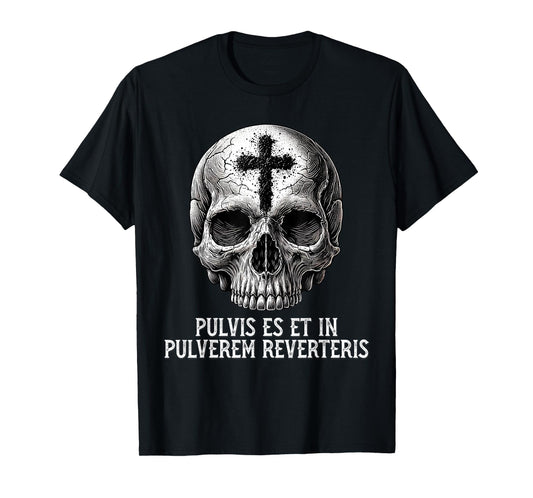 Memento Mori Catholic Crucifix Traditional Latin Mass Skull T-Shirt