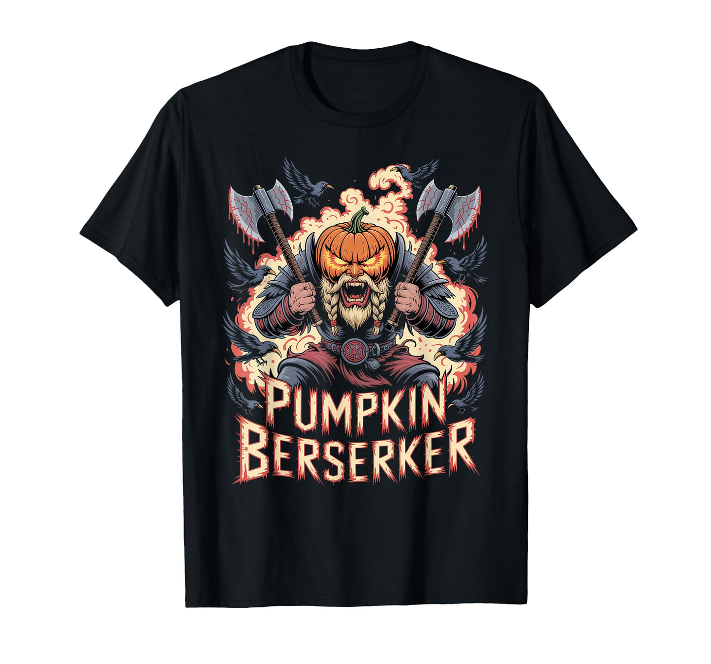 Norse Mythology Halloween - Pumpkin Viking Berserker T-Shirt