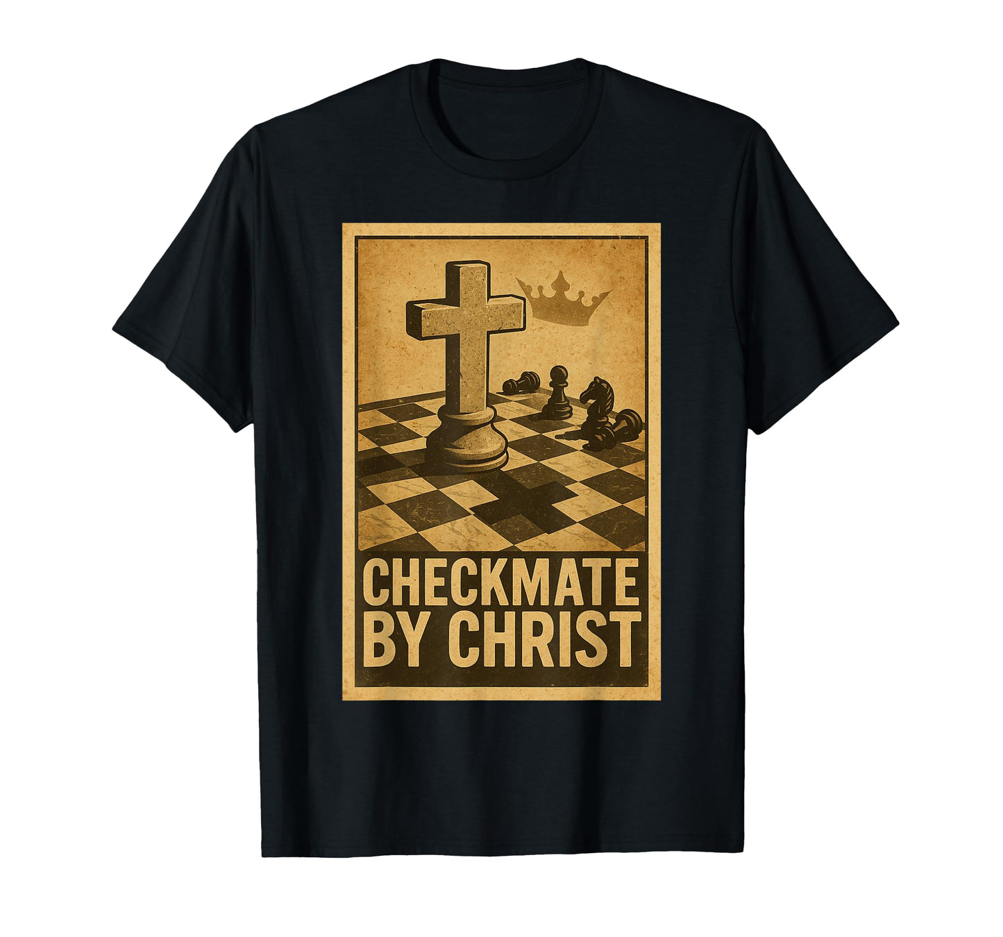 Checkmate by Christ Vintage Christian Chess Poster T-Shirt