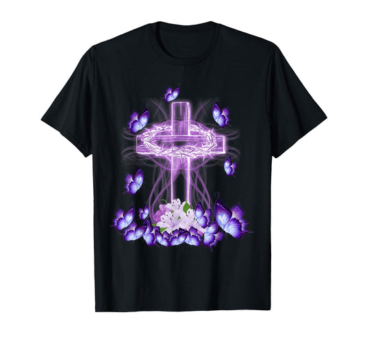 Beautiful Cross And Butterflies Tshirt for Jesus Lovers T-Shirt
