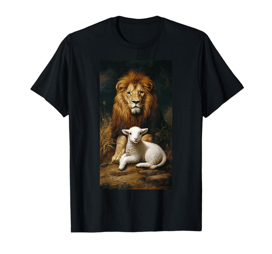 Wildlife Nature Animal lover Biblical themes Christianity Lamb Lion Together Peace Strength T-Shirt