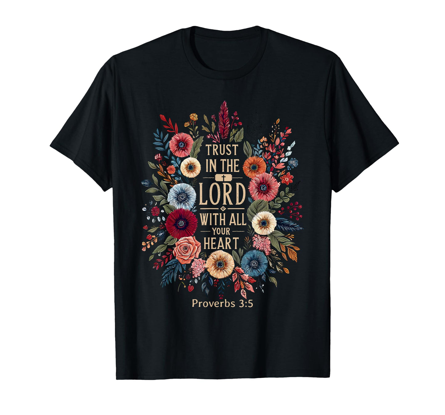 Trust in The Lord Religious Retro Floral Christian Faith T-Shirt