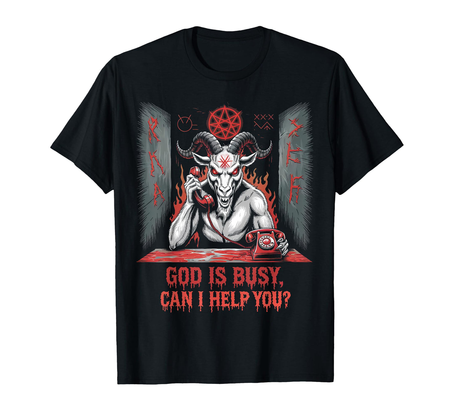 Satanic Goat Office Demon Occult Funny Sarcastic T-Shirt