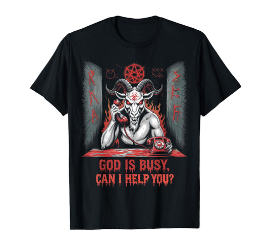 Satanic Goat Office Demon Occult Funny Sarcastic T-Shirt