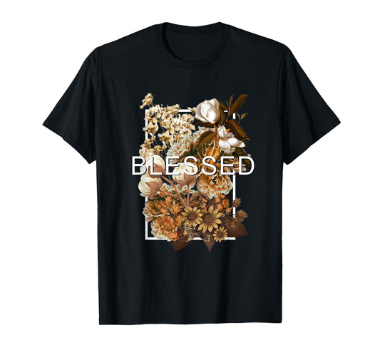 Brown Blessed & Blooming Brown Color Graphic T-Shirt