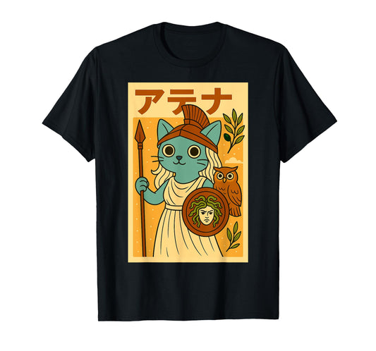 Kawaii Athena Cat Goddess - Greek Roman Mythology Anime T-Shirt