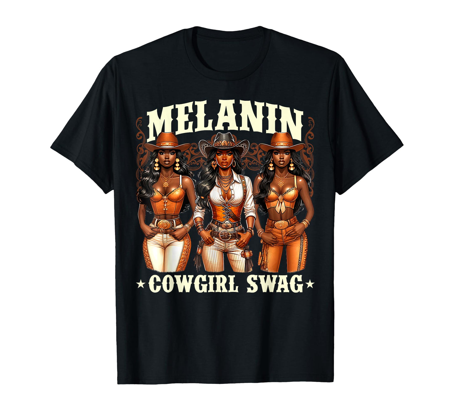 Melanin Cowgirls African Melanin Cowgirl Swag Black History T-Shirt